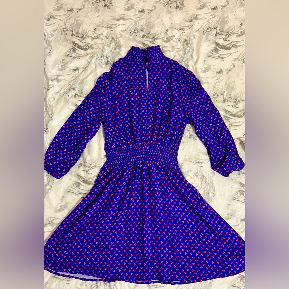 Chelsea & Violet blue high-neck dress with long sleeves